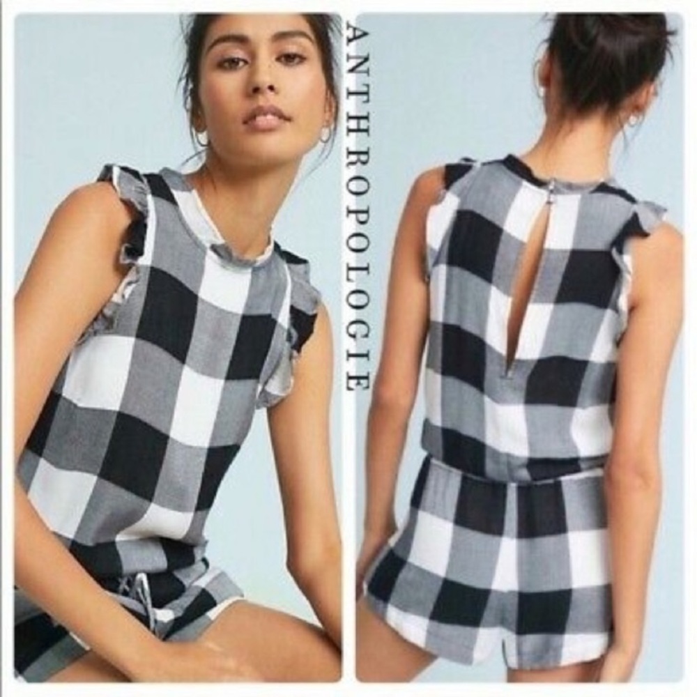 Anthropologie Cloth & Stone checkered gingham romper